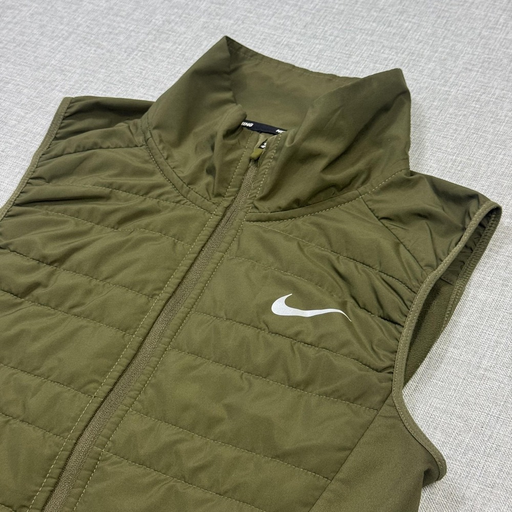 Nike Running AeroLayer Quilted Jacket Vest Womens Small Green Insulated Full Zip